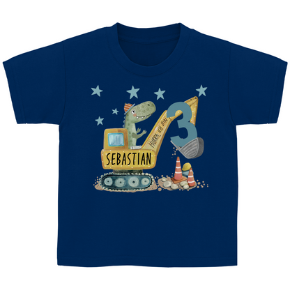 Das "Baustellen-Dino" Geburtstags-Shirt | Personalisiert