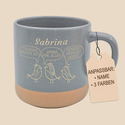 Personalisierte Abschiedstasse für den Ruhestand mit den Sprüchen Danke für alles
