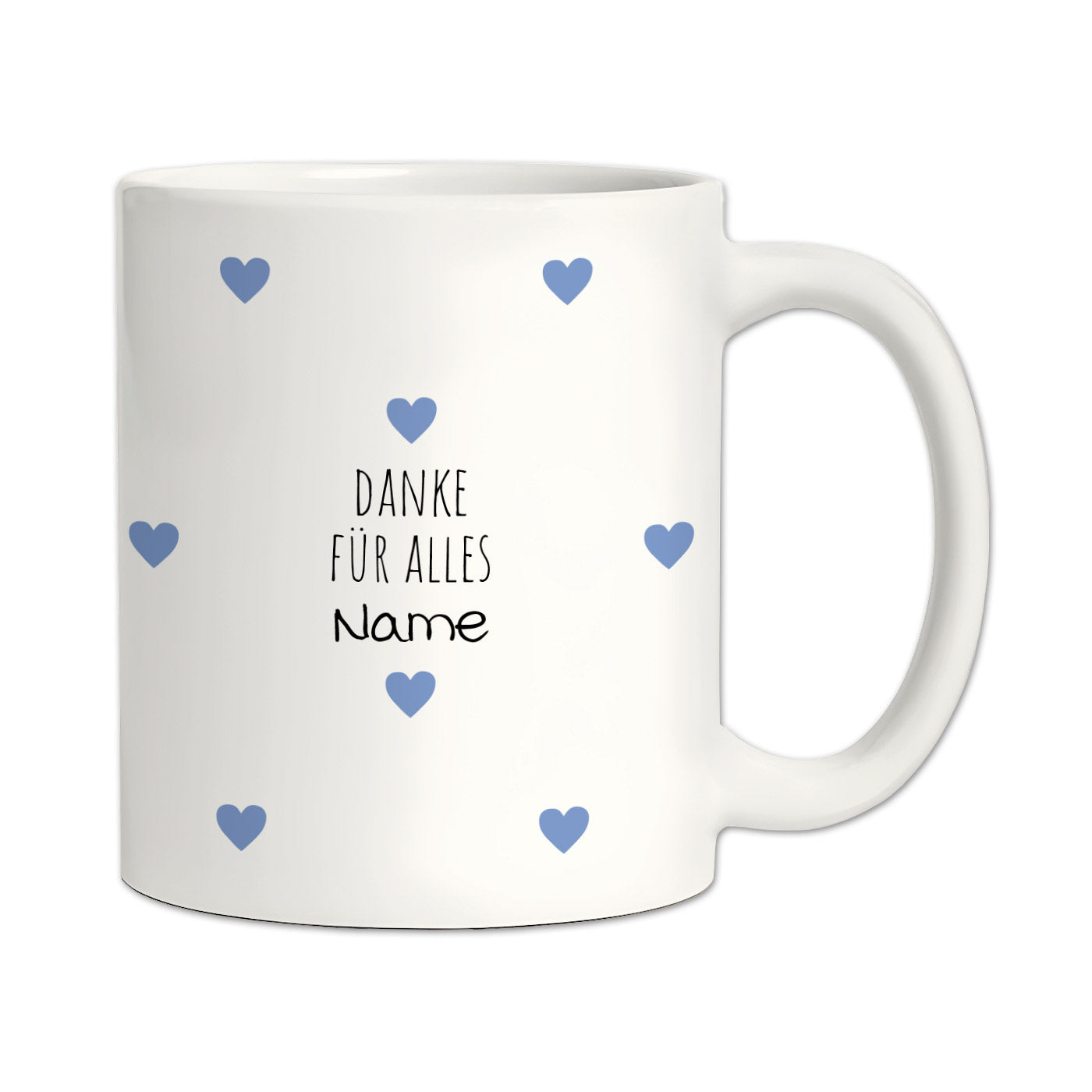 Personalisierte Dankeschön-Tasse "Herzchen" (Matt/Glanz)