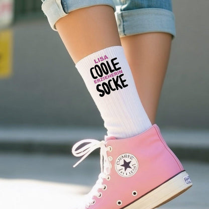 Personalisierte Socken mit Berufsbezeichnung als Abschiedsgeschenk für Erzieher