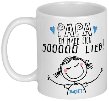 Papa Geschenk Tasse mit Namen personalisiert Weihnachtsgeschenk Geburtstag Vatertag