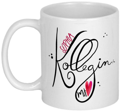 Kollegin Geschenk mit Herz, PERSONALISIERTE Tasse, Geschenkideen für Arbeitskollegen, Geburtstagsgeschenk, Weihnachtsgeschenk