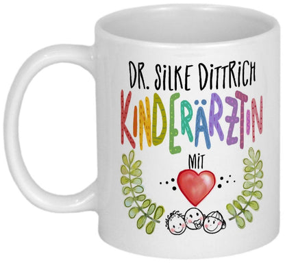 Danke Geschenk Kinderärztin mit Herz Doktor Geschenk Tasse mit Namen personalisiert Arzt Becher mit Spruch Dankeschön Kinderarzt