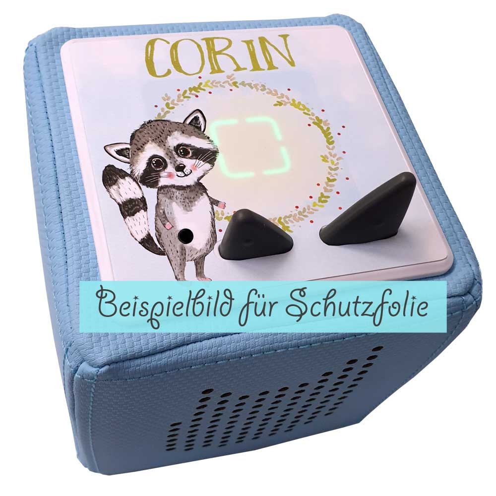 Schutzfolie Toniebox mit Namen Regenbogen blau Tonie Figur Folie selbstklebend personalisiert WISCH- ABRIEBFEST LED durchscheinend Aufkleber