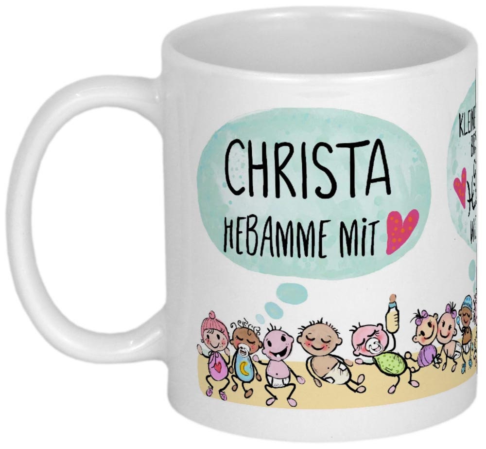 Danke Geschenk Hebamme mit Herz Hebammen Geschenke Tasse mit Namen personalisiert Becher mit Spruch Dankeschön