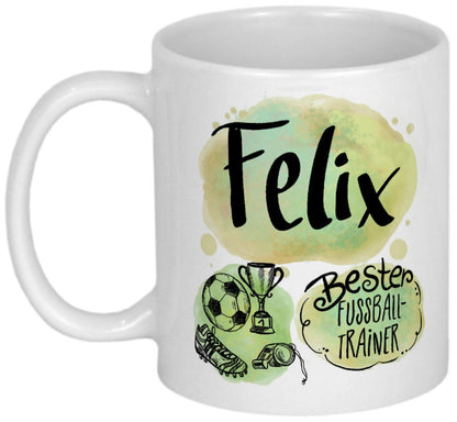 Dankeschön für Fußballtrainer Geschenk Geschenkideen personalisierte Tasse mit Namen Danksagung Weihnachtsgeschenk Geburtstagsgeschenk