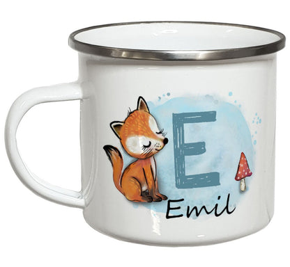Emaille Kindertasse mit Namen Emaillebecher Kindergeschirr Kinder Geschenke Geburtstag Weihnachtsgeschenk Jungen Kindergartentasse Mädchen