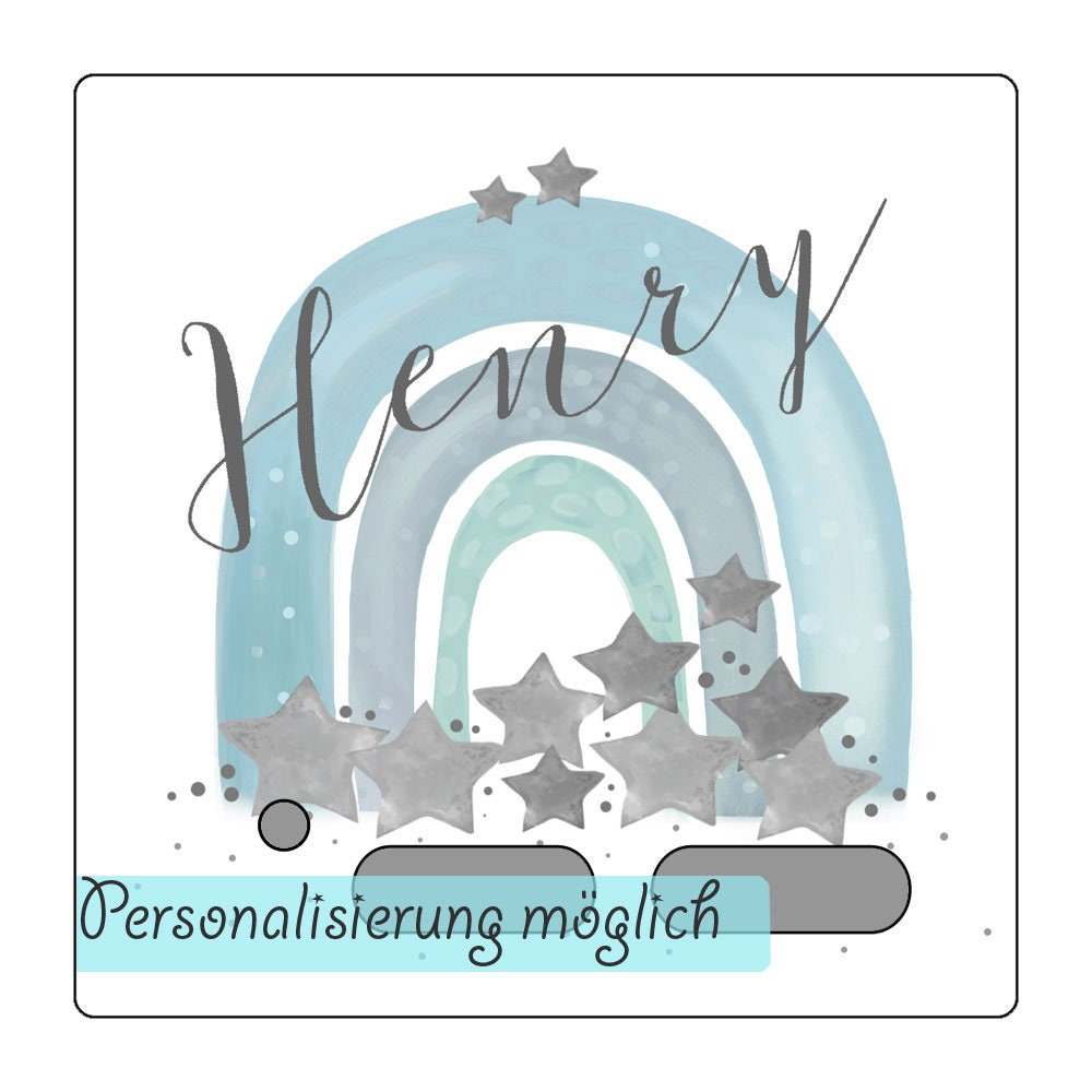 Schutzfolie Toniebox mit Namen Regenbogen blau Tonie Figur Folie selbstklebend personalisiert WISCH- ABRIEBFEST LED durchscheinend Aufkleber
