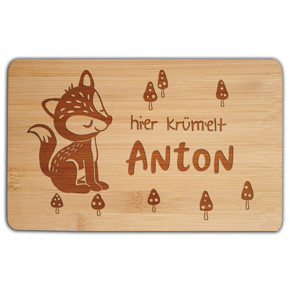 Holzbrett mit Gravur Option Kinder Frühstücksbrett personalisiert Vesperbrett Fuchs Geschenk Geburtstag Junge Weihnachten Mädchen