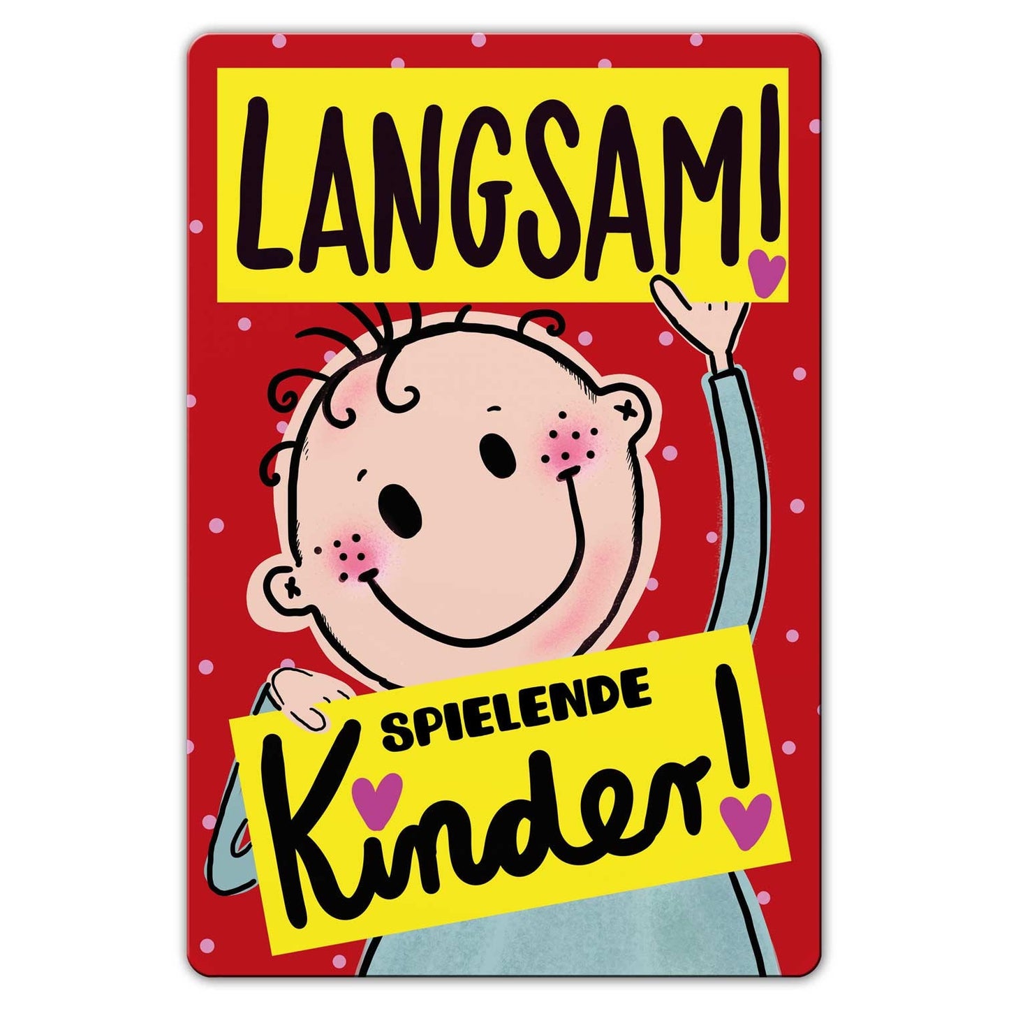 Achtung Schild spielende Kinder XXL (40x60cm) Warnschild langsam fahren Vorsicht wetterbeständig Metall Alu-Dibond
