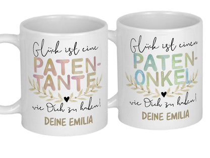 Patentante Geschenk Patenonkel Tasse mit Namen Emailletasse o. Keramiktasse personalisiert Geburtstag Weihnachten Geburtstagsgeschenk