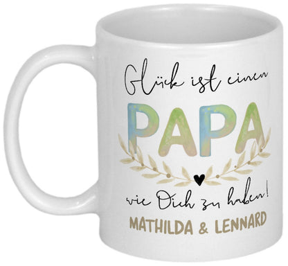 Mama Geschenk Papa Tasse mit Namen Emailletasse Keramiktasse personalisiert Geburtstagsgeschenk Eltern Weihnachtsgeschenk Muttertag Vatertag