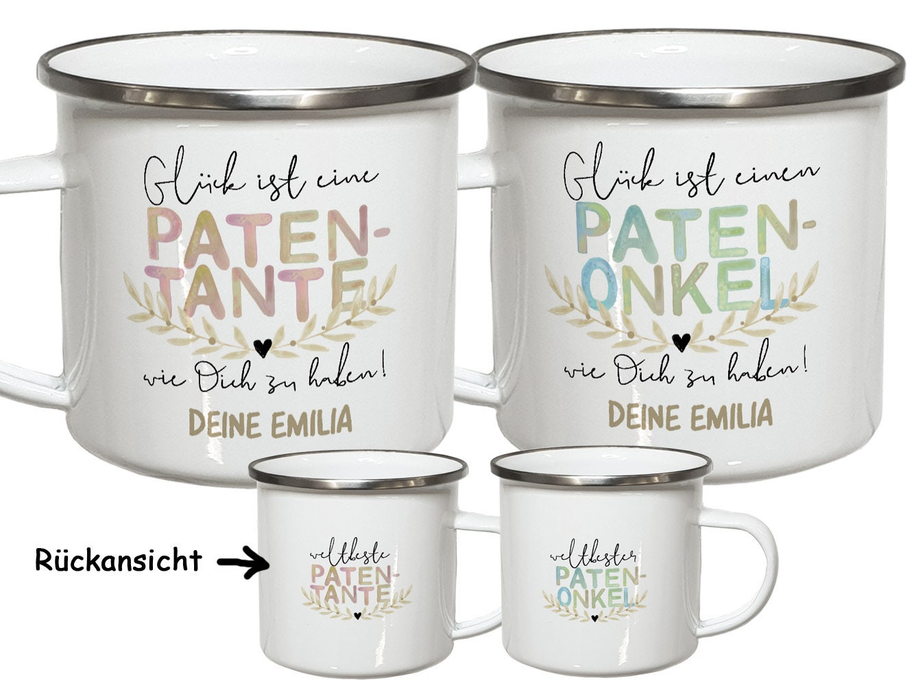 Patentante Geschenk Patenonkel Tasse mit Namen Emailletasse o. Keramiktasse personalisiert Geburtstag Weihnachten Geburtstagsgeschenk