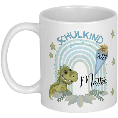 Geschenk Einschulung Mädchen Tasse Schulkind mit Einhorn und Regenbogen Schulanfang PERSONALISIERT