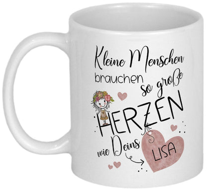 Abschiedsgeschenk Erzieherin Geschenk Kindergärtnerin Tagesmutter Tasse mit Spruch Kita Erzieher Geschenkidee kleine Menschen Dankeschön