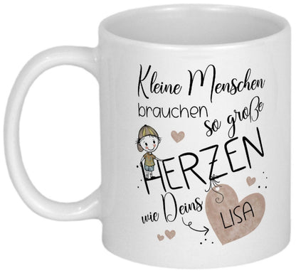 Abschiedsgeschenk Erzieherin Geschenk Kindergärtnerin Tagesmutter Tasse mit Spruch Kita Erzieher Geschenkidee kleine Menschen Dankeschön