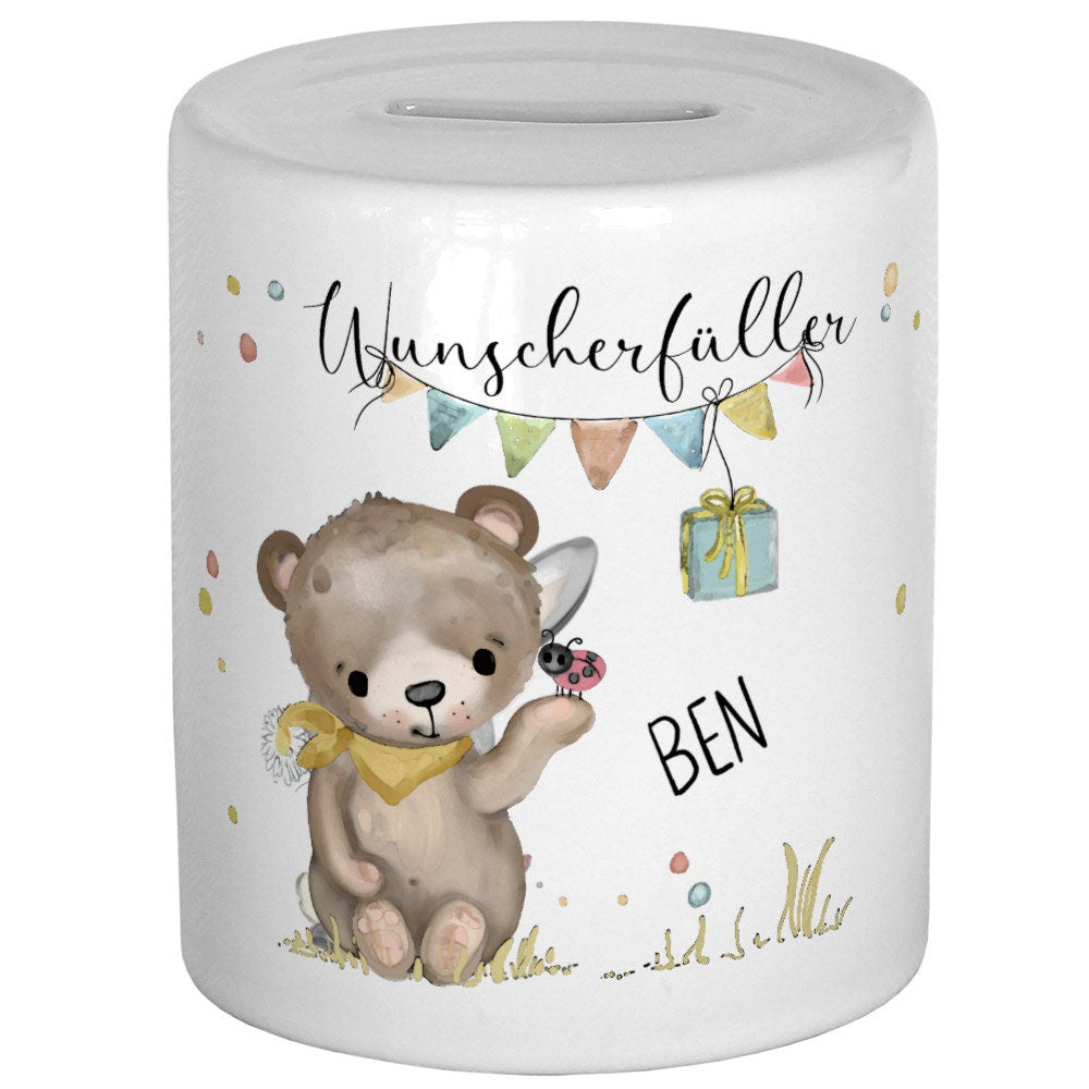 Spardose personalisiert, Spardose Kind, Spardose Baby, Taufe Geschenk Geburt, Wunscherfüller Geldgeschenk, Kinderspardose, Taufgeschenk
