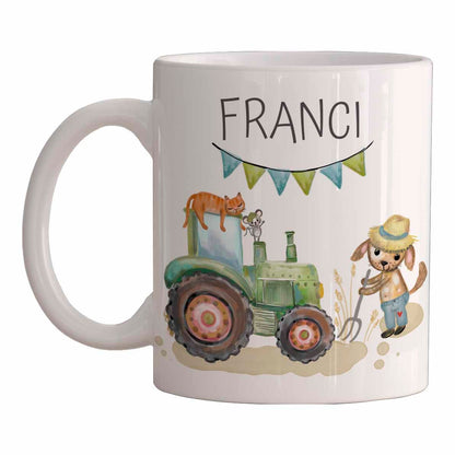 Kinder Tasse Personalisiert - Kindertasse Feuerwehr, Bagger usw. als Geburtstagsgeschenk, Kinderbecher Kita, Kindergarten Kinder Geschenk