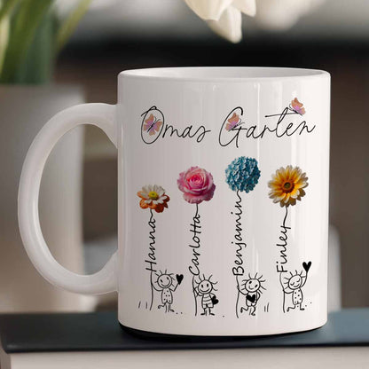 Oma Geschenk personalisierte Tasse von Enkeln, perfekte Geschenkidee Geburtstagsgeschenk oder Weihnachtsgeschenk Großmutters Garten