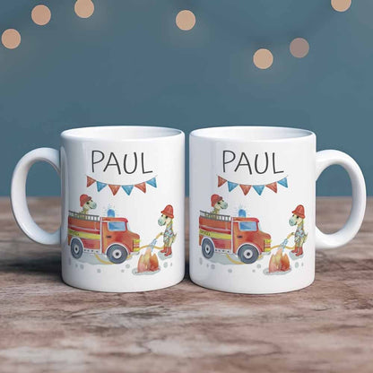 Kinder Tasse Personalisiert - Kindertasse Feuerwehr, Bagger usw. als Geburtstagsgeschenk, Kinderbecher Kita, Kindergarten Kinder Geschenk