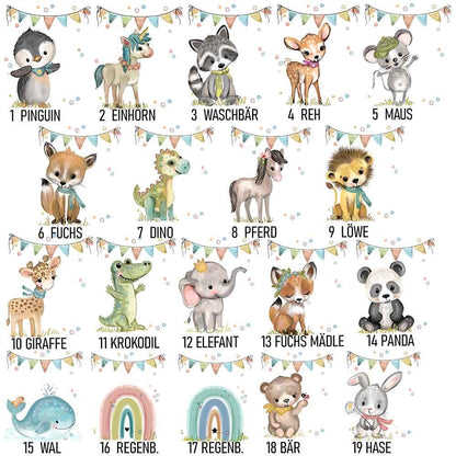 Emaille Tasse Personalisiert - Kindertasse Reh, Dino, Einhorn - als Geburtstagsgeschenk, Weihnachtstasse, Kita, Kindergarten Kinder Geschenk
