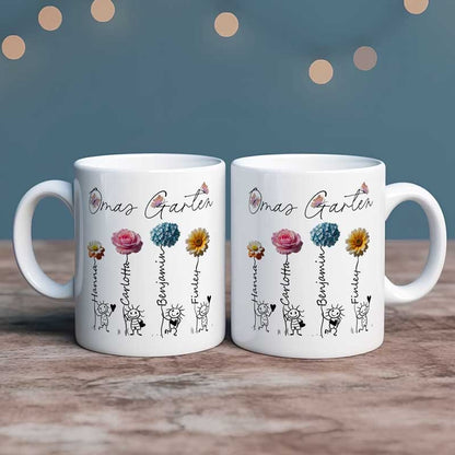 Oma Geschenk personalisierte Tasse von Enkeln, perfekte Geschenkidee Geburtstagsgeschenk oder Weihnachtsgeschenk Großmutters Garten