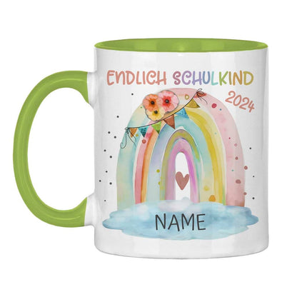 Personalisierte Kindertasse als Emaille Tasse & Keramik – Einhorn, Monster, Regenbogen – Kinder Geschenk Einschulung, Geburtstag Weihnachten