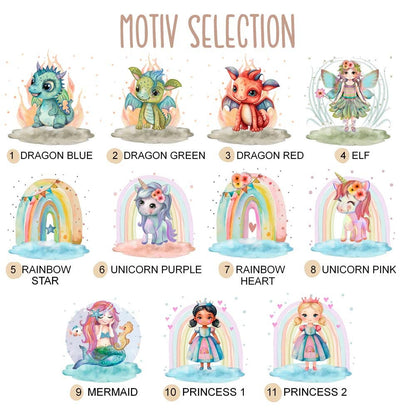 Personalisierte Kindertasse, Emaille Tasse Kinder Geschenk - roter Drache, Einhorn Geschenkidee Regenbogen, Geburtstag o. Weihnachtsgeschenk