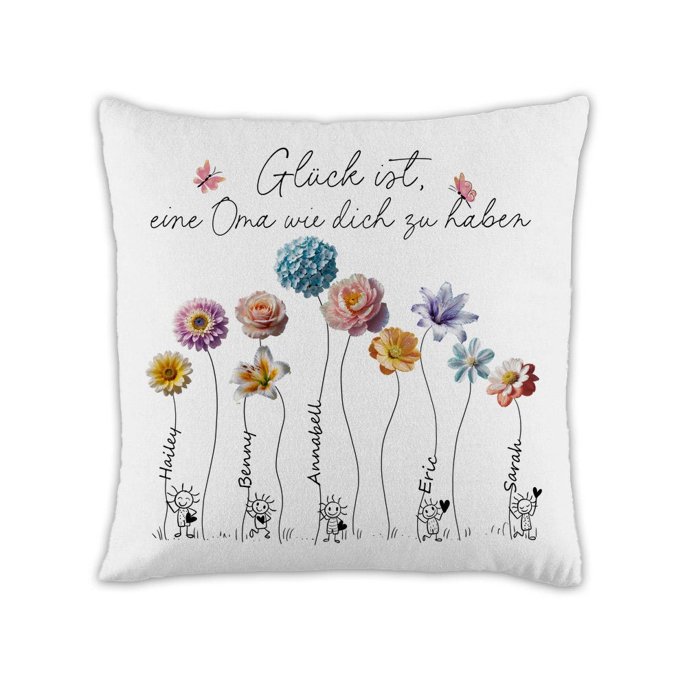 Dekokissen als Oma Geschenk personalisiert – wunderschöne Kissenhülle mit Füllung als Geburtstagsgeschenk oder Weihnachtsgeschenk von Enkeln