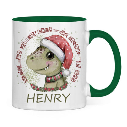 Weihnachtstasse personalisiert, Weihnachten Geschenk, Geschenkidee Nikolaus für Kinder, Tasse mit Namen, Adventskalender Kleinigkeiten, Dino