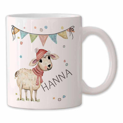 Kindertassen personalisiert - Tasse mit Namen, Geschenk zum Geburtstag, Kinder Weihnachtsgeschenke, Becher mit Katze, Einhorn & Hund Design