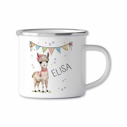 Emaille Tasse mit Namen personalisiert – Kindertassen u. Emaillebecher zum Geburtstag, Weihnachtsgeschenke Geschenk, Einhorn, Katze, Hund