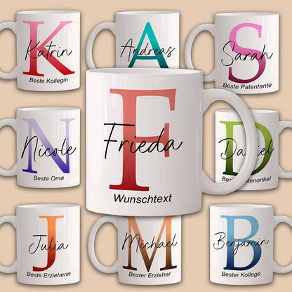 Tasse personalisiert mit Buchstaben & Namen und Spruch – Geschenk, Geschenkidee, Weihnachtsgeschenke , Geburtstagsgeschenk, Ombre Monogramm