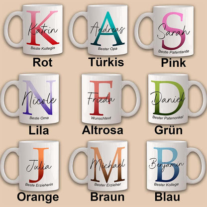 Tasse personalisiert mit Buchstaben & Namen und Spruch – Geschenk, Geschenkidee, Weihnachtsgeschenke , Geburtstagsgeschenk, Ombre Monogramm
