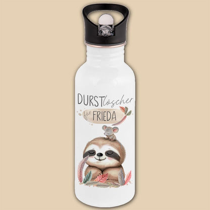Edelstahl Trinkflasche mit Strohhalm, Personalisierte Kindergeschenke für Schulanfang, Kindergarten Flasche, Einschulung, Schulkind Geschenk