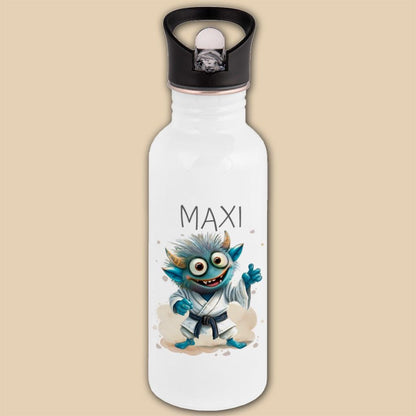 Edelstahl Trinkflasche mit Namen & Strohhalm, Kindertrinkflasche, Monster Kindergeschenke personalisiert, Kindergarten Flasche, Einschulung