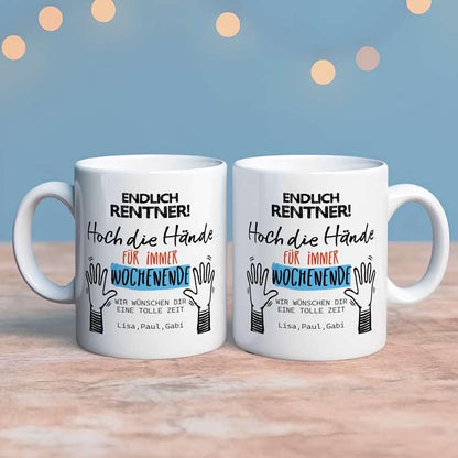 Abschiedsgeschenk Rente Tasse personalisiert - lustige Rentner Geschenkideen, Ruhestand Geschenk Mann Frau, Abschied Kollegen Pensionierung