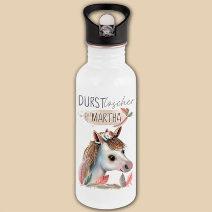 Edelstahl Trinkflasche mit Strohhalm, Personalisierte Kindergeschenke für Schulanfang, Kindergarten Flasche, Einschulung, Schulkind Geschenk