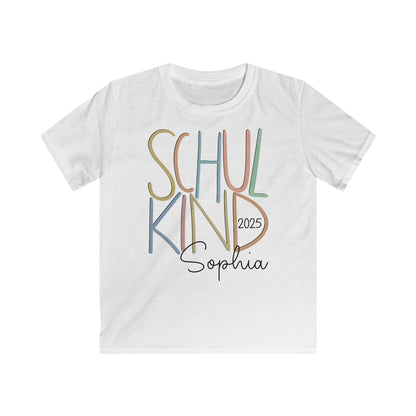 Personalisiertes T-Shirt zur Einschulung | Individuelles Schulkind-Shirt in Trendfarben | Geschenk zum Schulanfang für Mädchen und Jungs