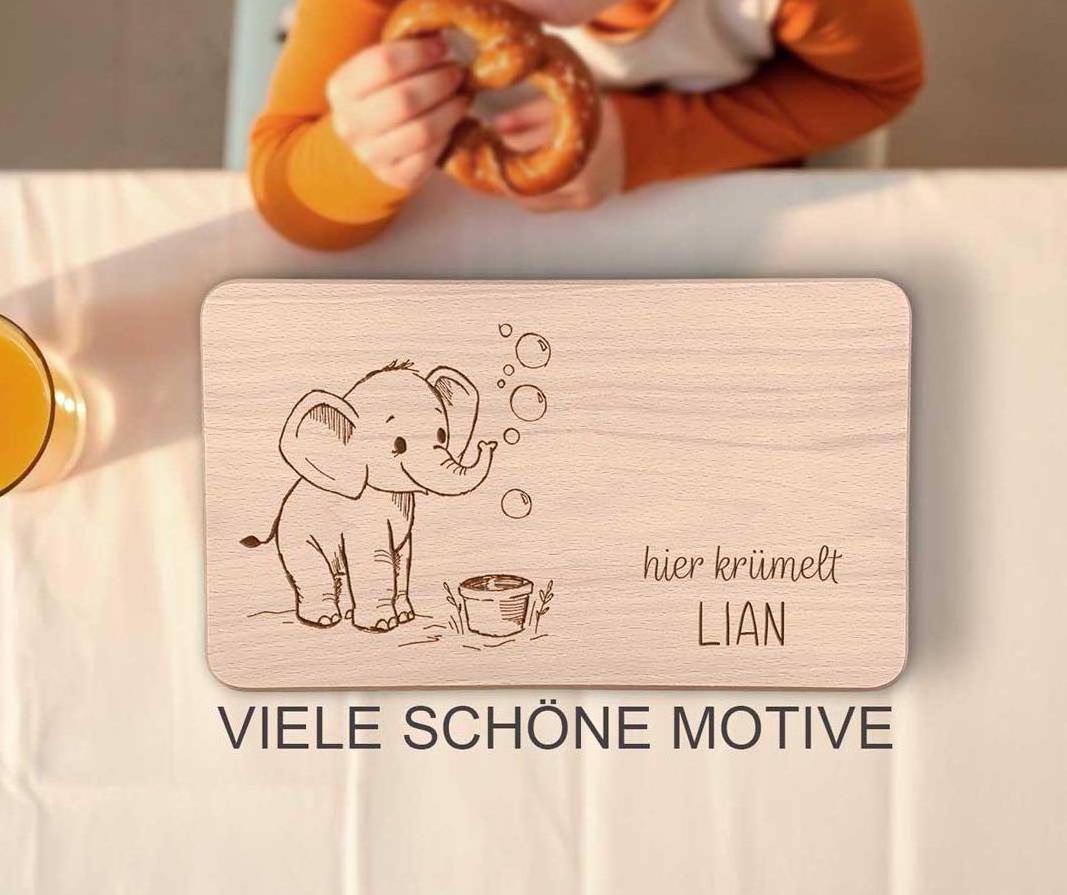 Personalisiertes Frühstücksbrett | Kinder Brotzeitbrett mit Gravur | Geburtstagsgeschenk, Weihnachtsgeschenk | Geschenkidee Buche Holzbrett