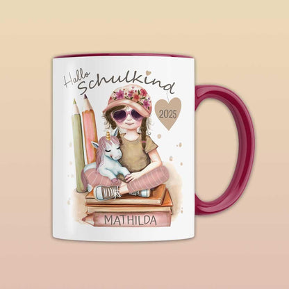 Schulanfang & Einschulung Geschenk für Jungen und Mädchen – Schulkind Tasse personalisiert | Einhorn Geschenkidee für Schultüte, Dino Motiv