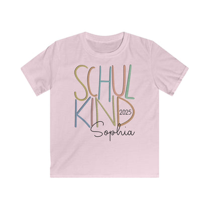 Personalisiertes T-Shirt zur Einschulung | Individuelles Schulkind-Shirt in Trendfarben | Geschenk zum Schulanfang für Mädchen und Jungs