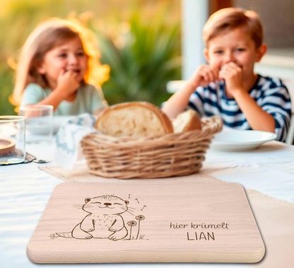 Personalisiertes Frühstücksbrett | Kinder Brotzeitbrett mit Gravur | Geburtstagsgeschenk, Weihnachtsgeschenk | Geschenkidee Buche Holzbrett