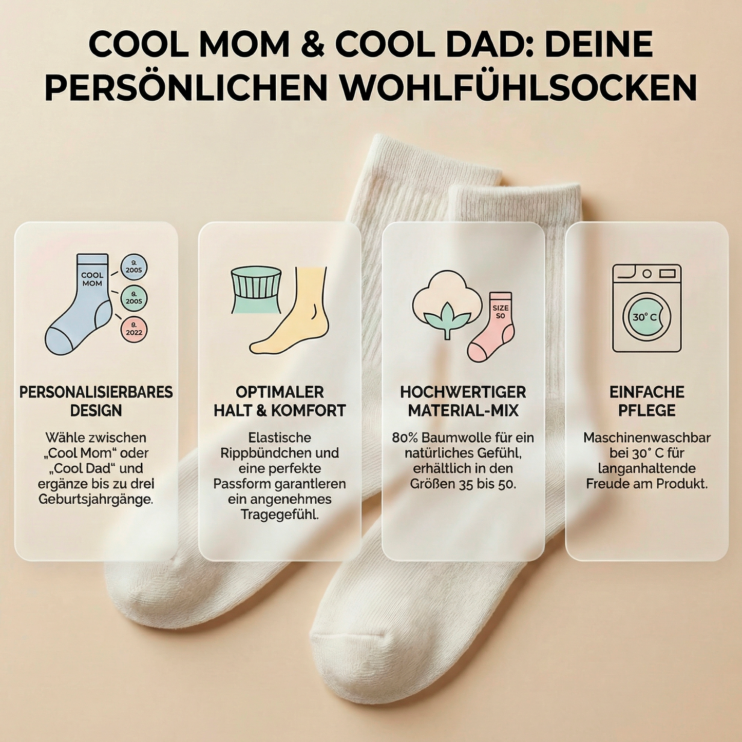 Personalisierte "Cool Moms Club" Statement-Socken