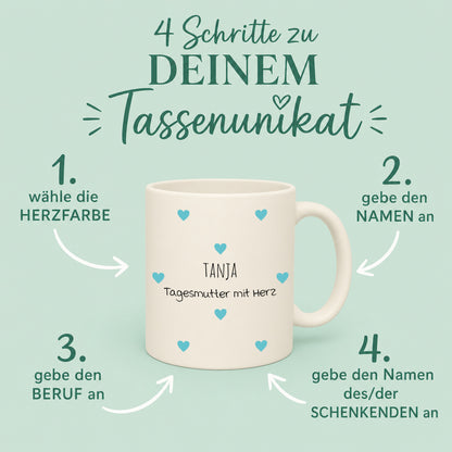 Personalisierte Dankeschön-Tasse "Herzchen" (Matt/Glanz)