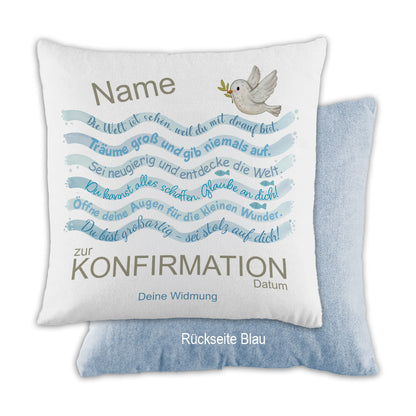 Personalisiertes Kissen zur Konfirmation mit Name & Datum "Maritim"