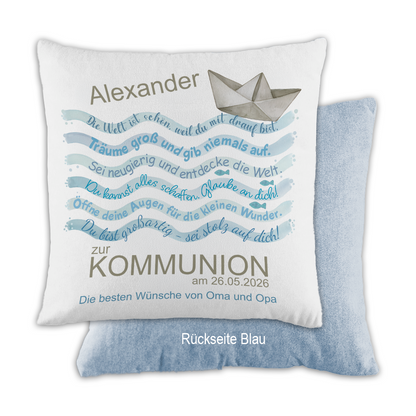 Personalisiertes Kissen zur Erstkommunion "Maritim"
