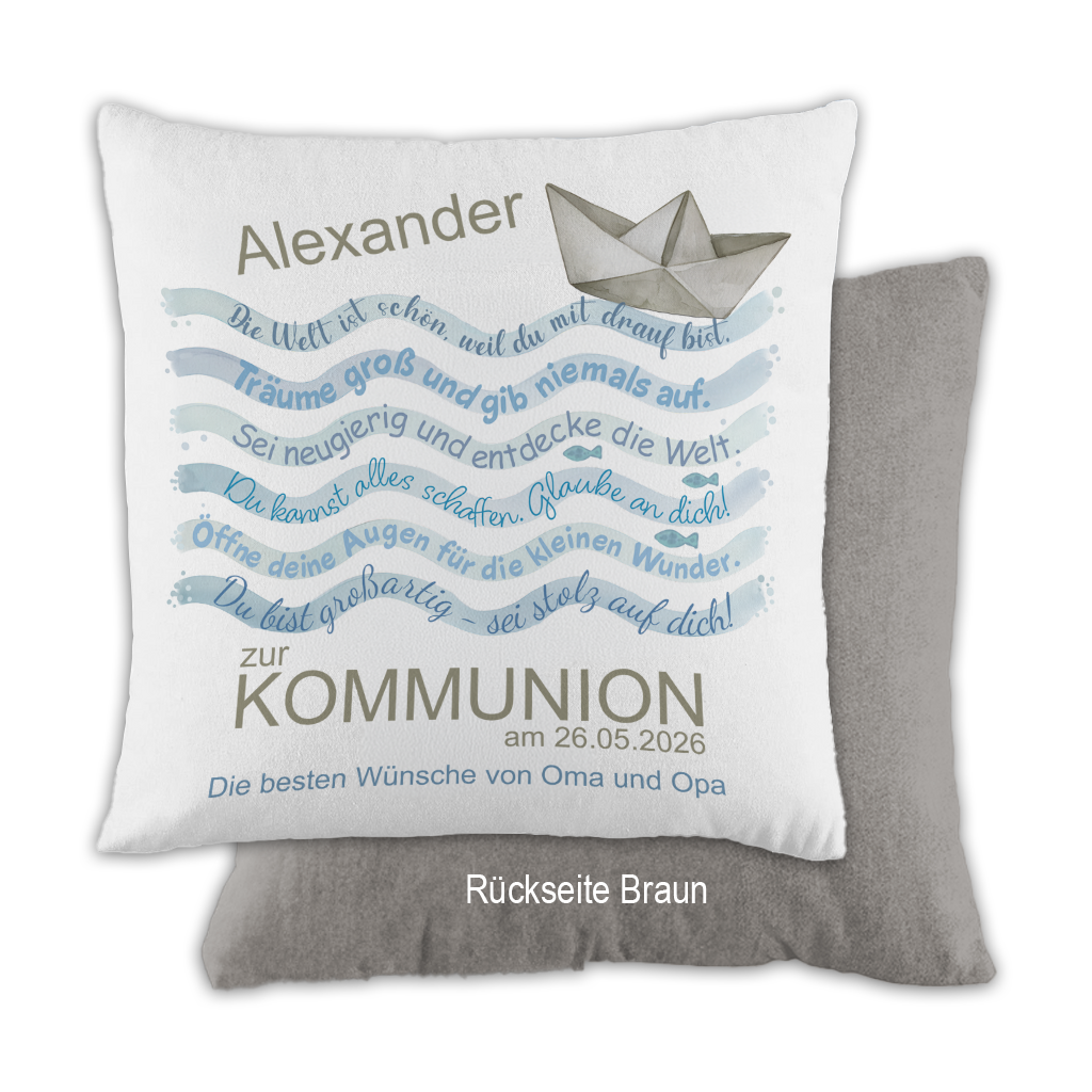 Personalisiertes Kissen zur Erstkommunion "Maritim"
