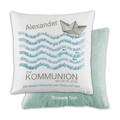 Personalisiertes Kissen zur Erstkommunion "Maritim"