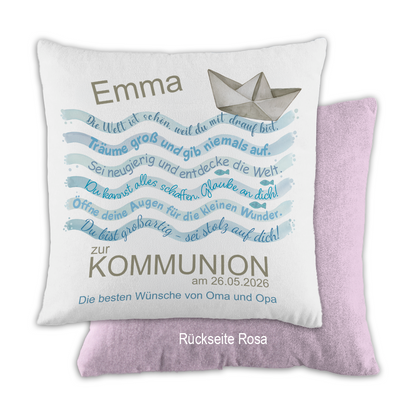 Personalisiertes Kissen zur Erstkommunion "Maritim"